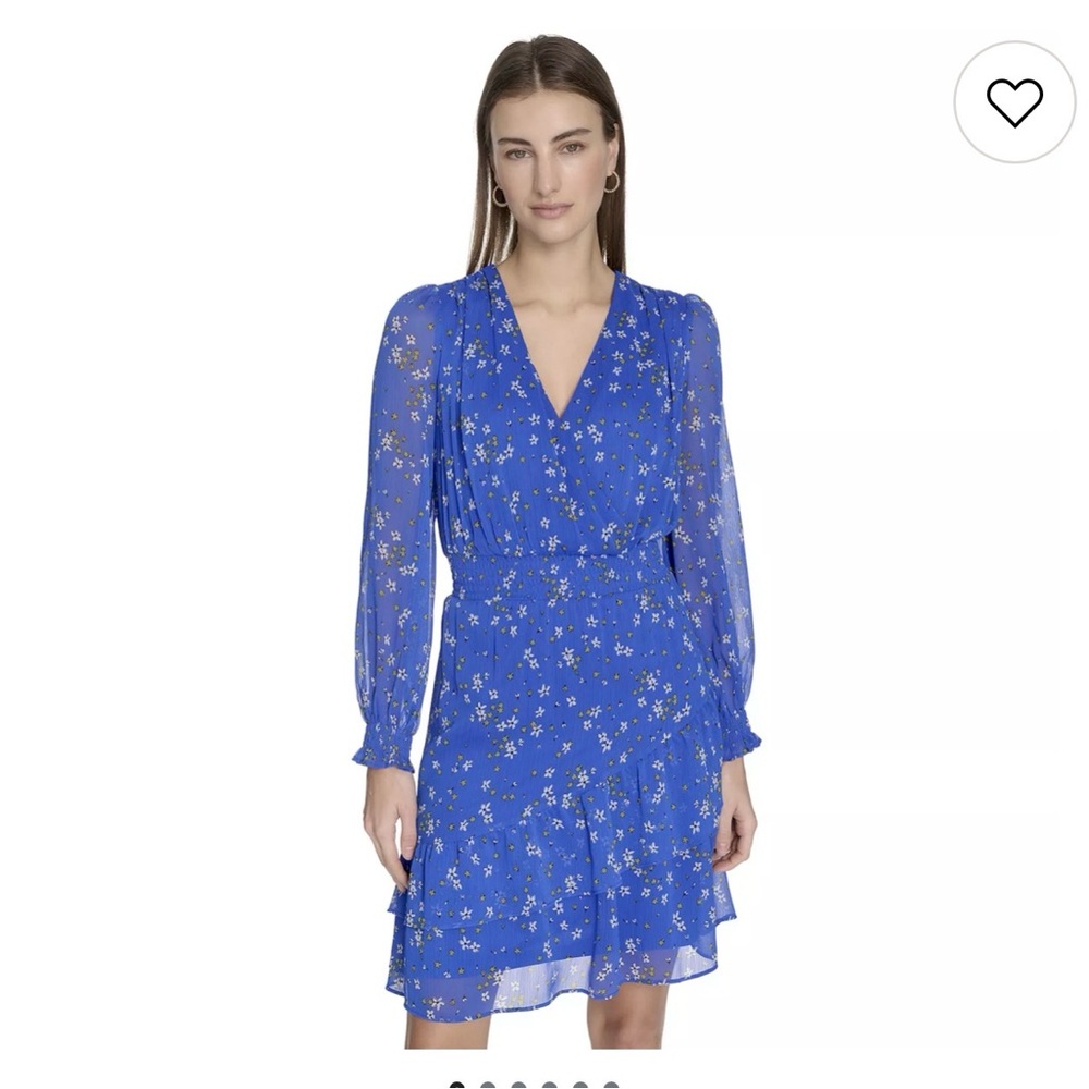 Harper Rose Blue Floral Long Sleeve Mini Dress size 14 NWT